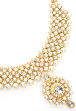 Thumbnail for Mominos Fashion Johar Kamal Gold-Plated Rani Haar with Off white Pearls Jewellery Set - Distacart