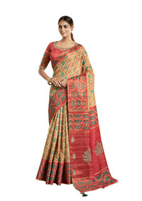 Thumbnail for Beige Bhagalpuri Silk Woven design with Hand work butta Saree - Norita Nirvi - Distacart