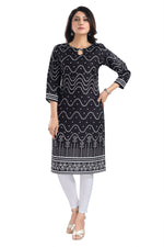 Thumbnail for Snehal Creations Wonderful Black Designer Digital Print Cotton Slub Fabric Long Kurti Tunic - Distacart