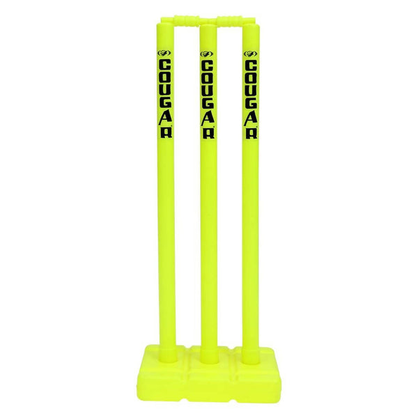 Cougar Plastic Cricket Stumps Set (Portable Plastic Wicket Set) with Stand & Bails - Distacart