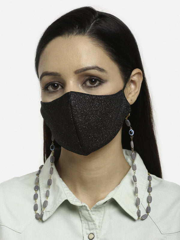 Grey Gold-Toned Alloy Gold Plated Mask Chain - Ruby Raang - Distacart