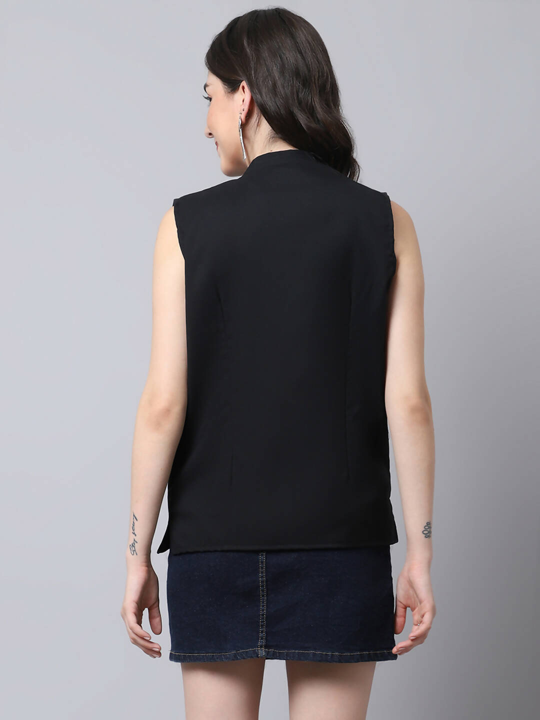 Even Apparels Black Linen Cotton Open Front Women's Waistcoat - Distacart