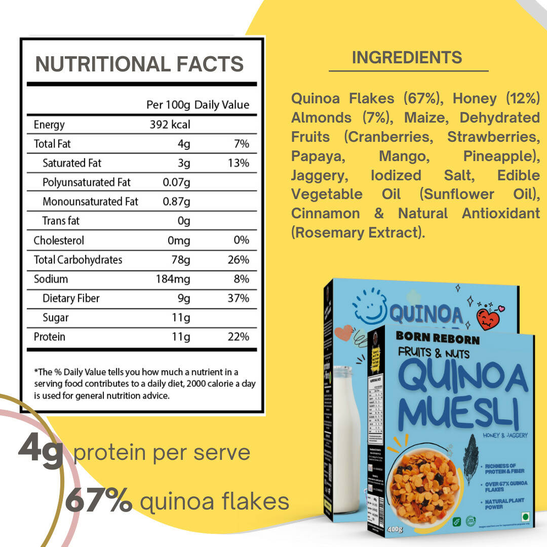 Born Reborn Quinoa Muesli with Honey Fruits and Nuts - Distacart