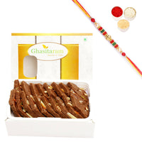 Thumbnail for Ghasitaram Chocolate Kaju Katli With Pearl Beads Rakhi - Distacart