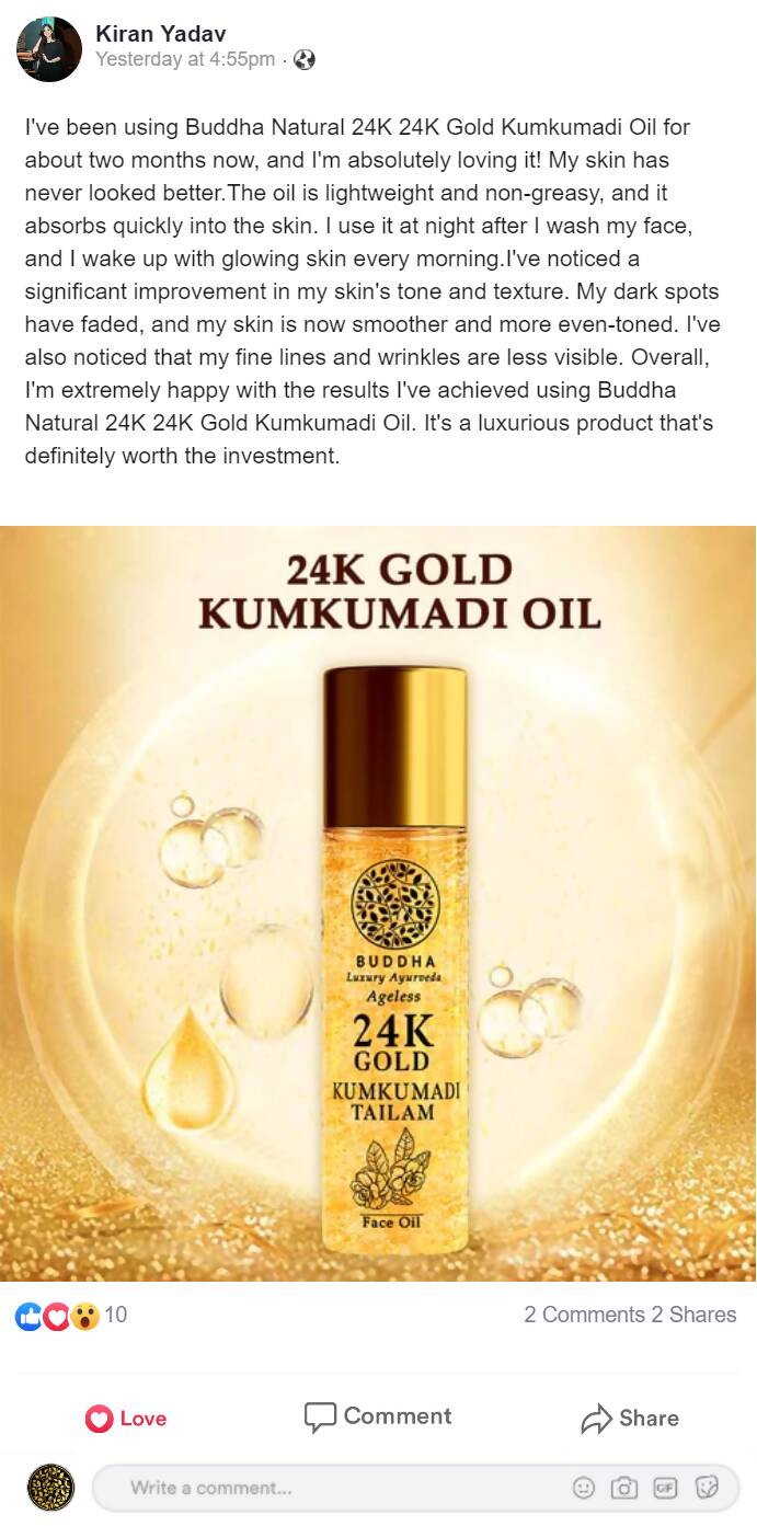 Buddha Natural 24k Gold Kumkumadi Oil - Distacart