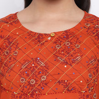 Thumbnail for NOZ2TOZ Women Orange Cotton Kurti (1pc) - Distacart