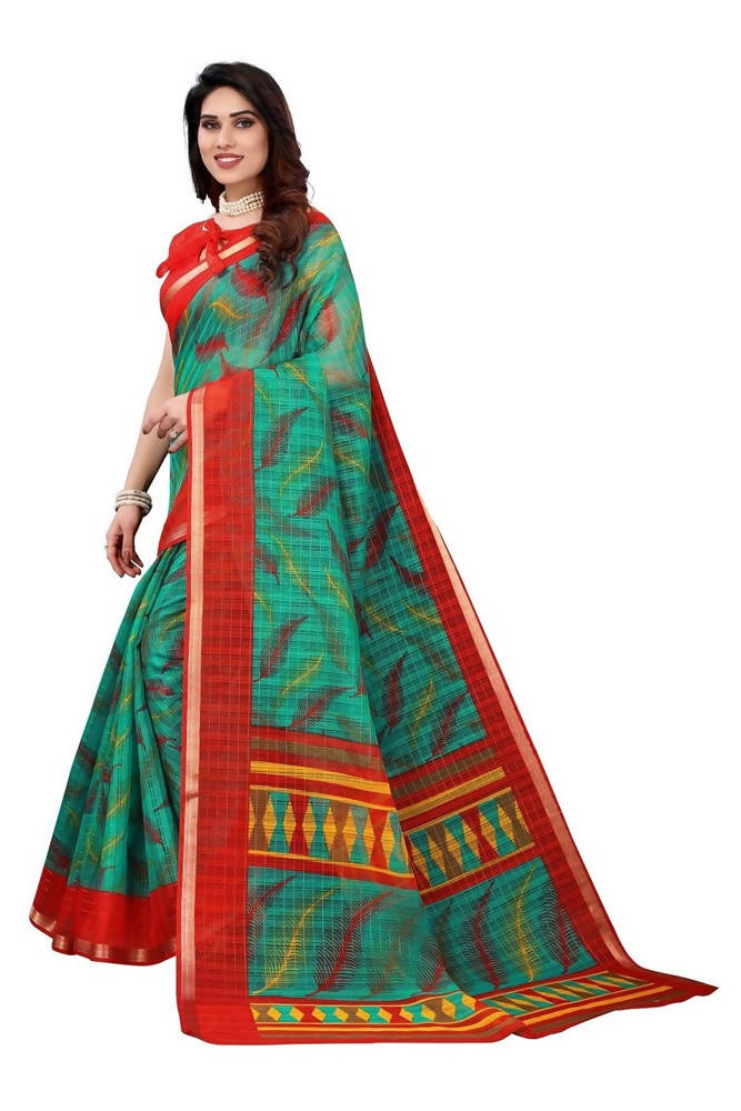 Vamika Green Linen Zari Border Saree
