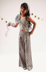 Thumbnail for Lil Drama Mehfil Grey Co-Ordinate Set For Girls - Distacart