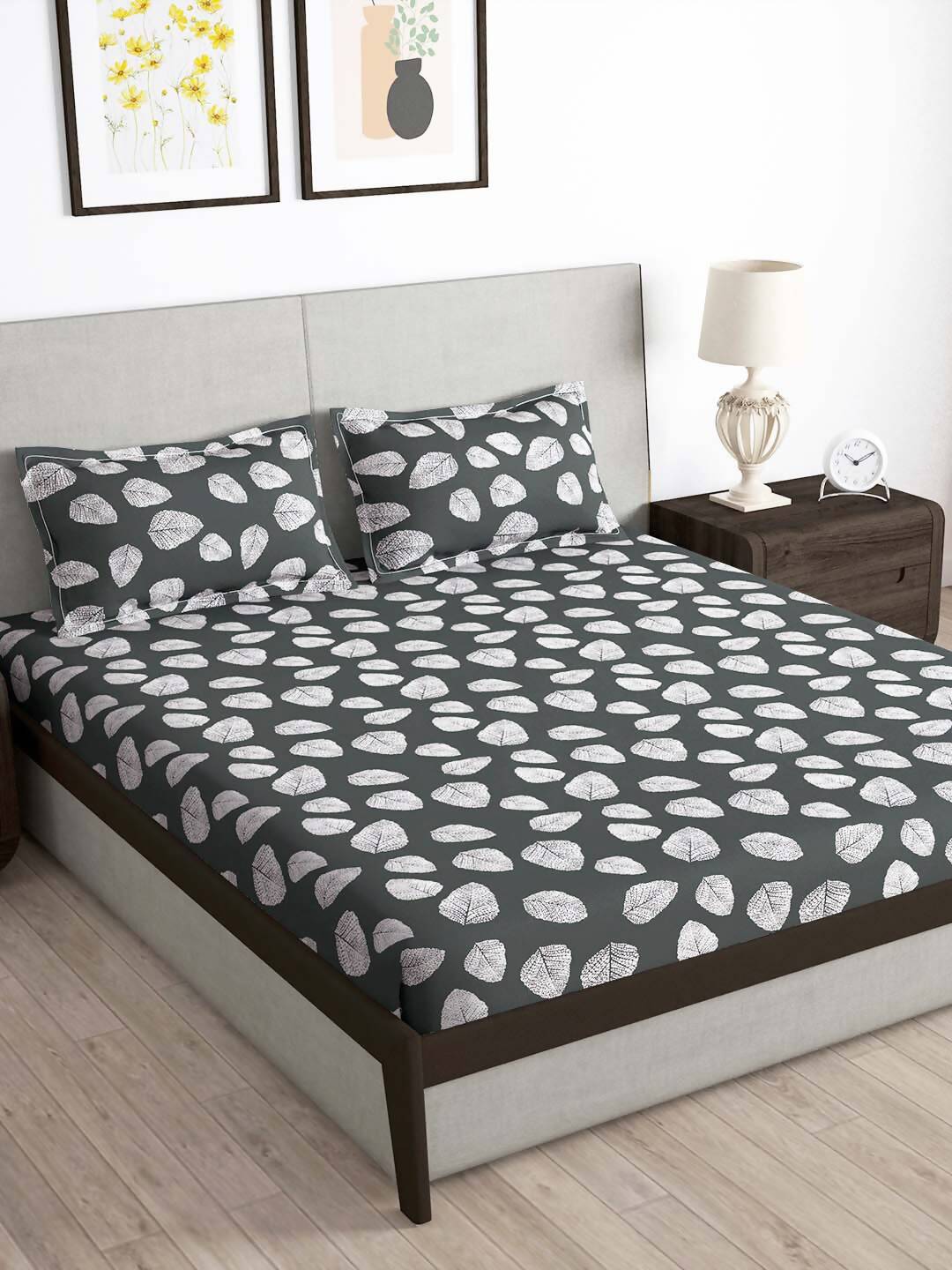 Story@home Green & White Floral Microfiber 180 TC Bedsheet With Pillow Cover - Distacart