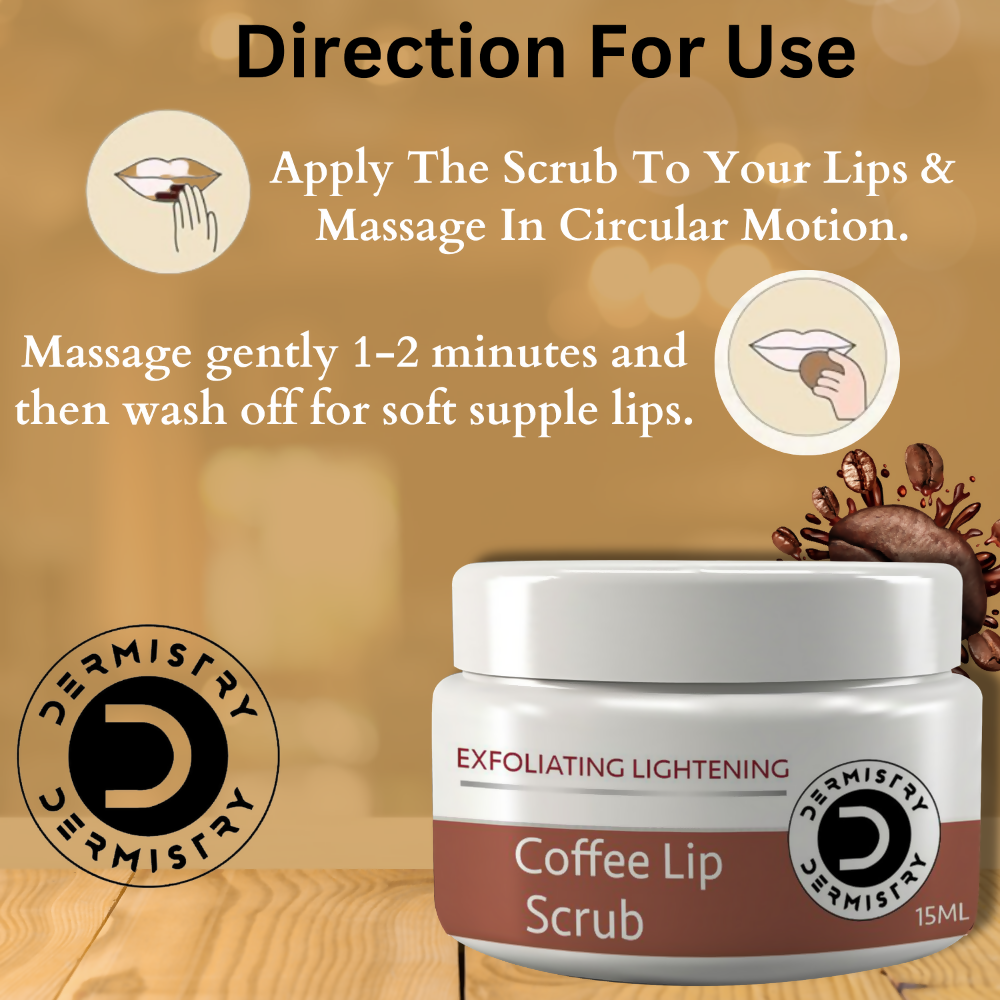 Dermistry Exfoliating Lightening Coffee & Sugar Lip Scrub for Dark Dry Chapped Lips & Pigmentation - Distacart