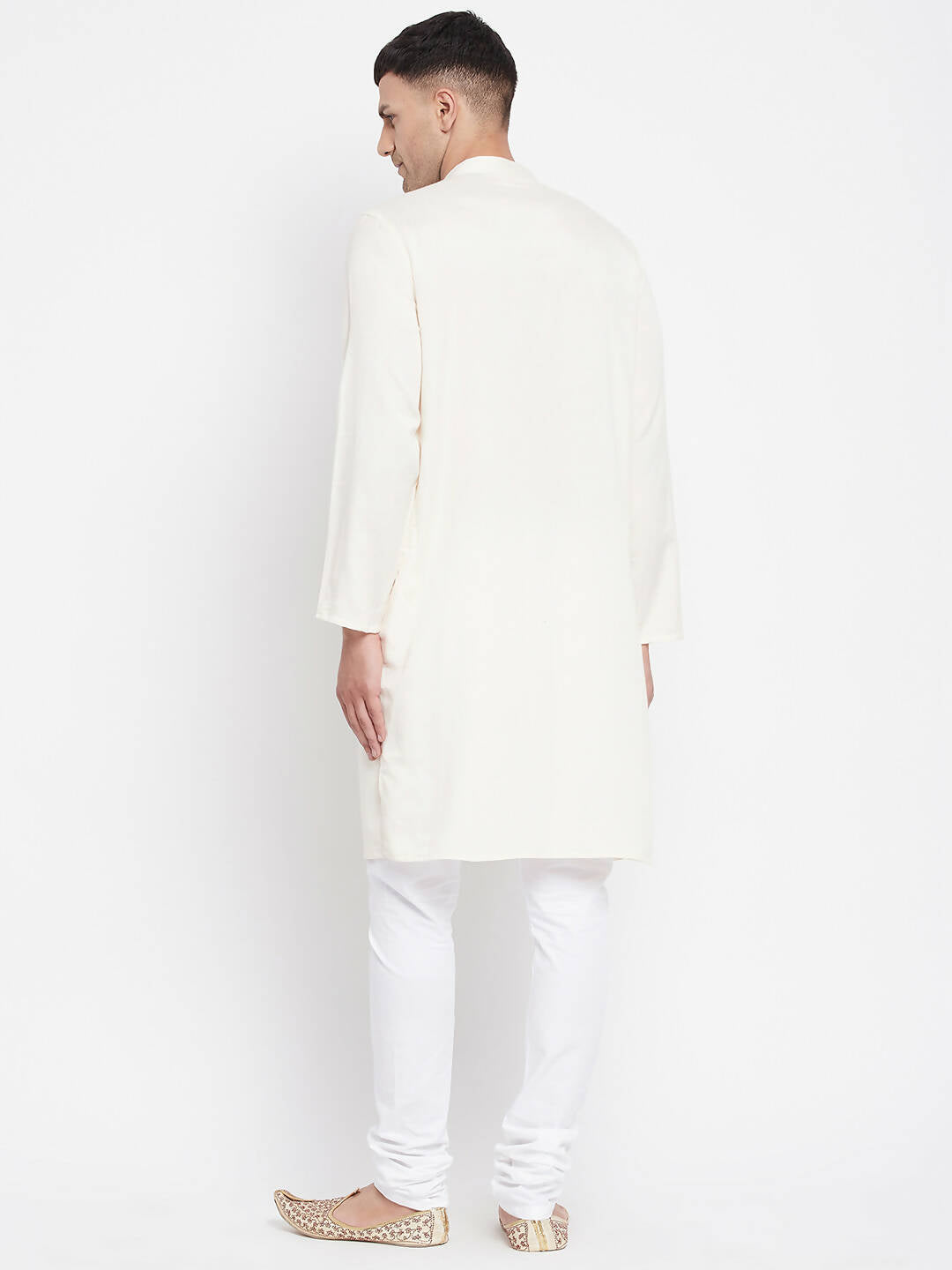 Even Apparels Cream Rayon Men's Kurta With Band Collar - Distacart