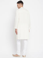 Thumbnail for Even Apparels Cream Rayon Men's Kurta With Band Collar - Distacart
