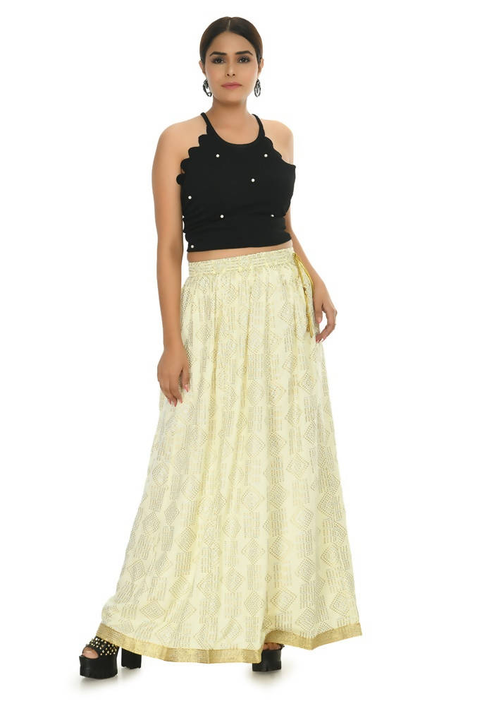 Mominos Fashion Moeza Cotton Off White Printed Lehenga (Lancha)