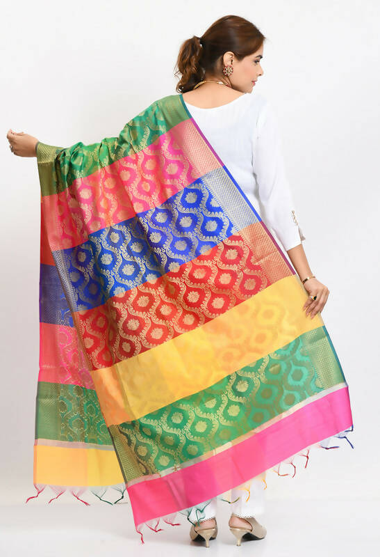 Mominos Fashion Moeza Banarsi Silk Floral Woven Design Multi Dupatta For Women - Distacart