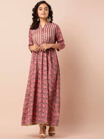 Thumbnail for Indya Orange Printed Maxi Dress - Distacart