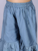 Thumbnail for Lil Drama Ethnic Girls Blue Kurta with Sharara and dupatta set - Distacart