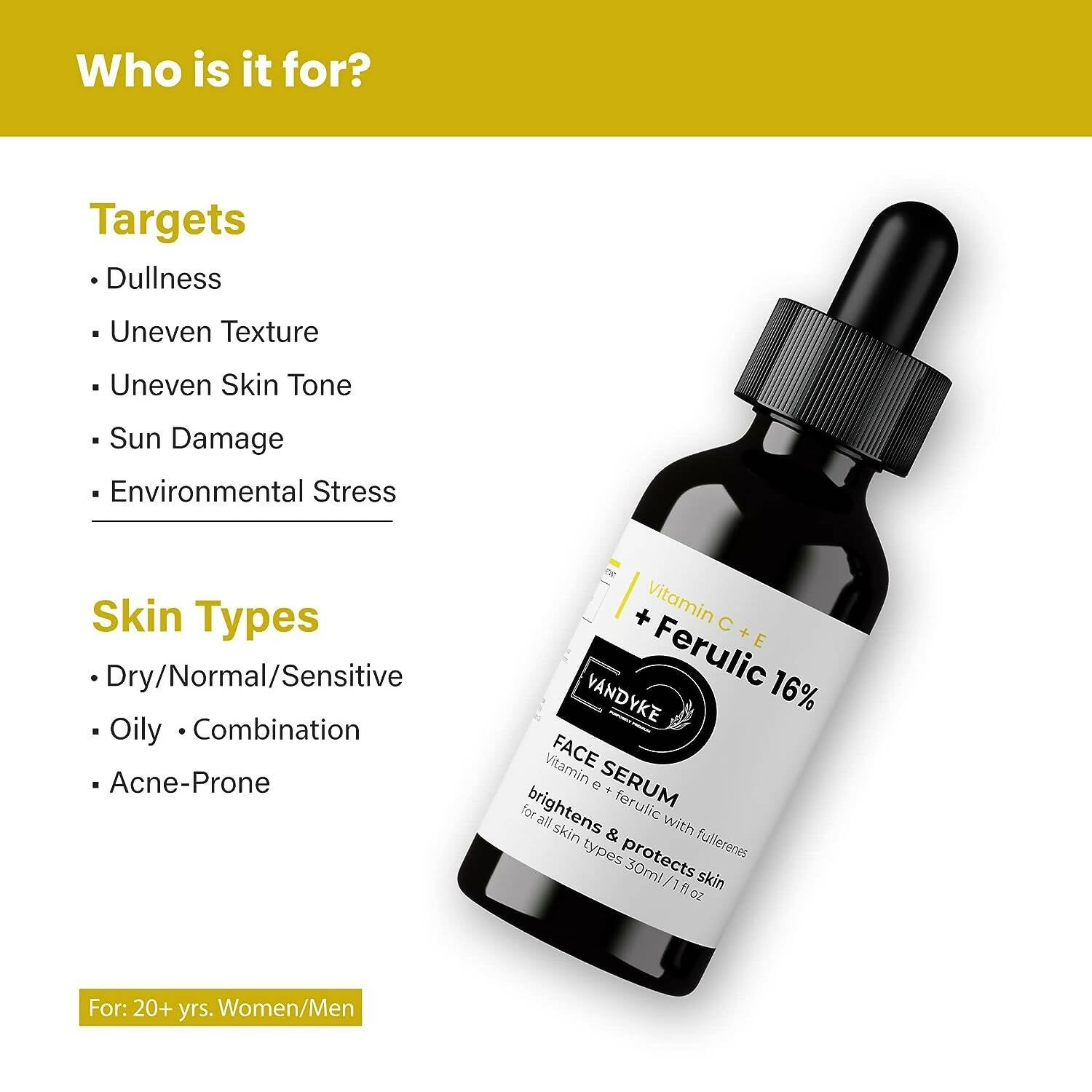 Vandyke Vitamin C + E + Ferulic 16% Face Serum - Distacart