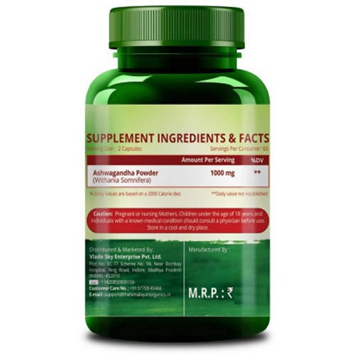 Himalayan Organics Ashwagandha 1000 mg Vegetarian Capsules - Distacart