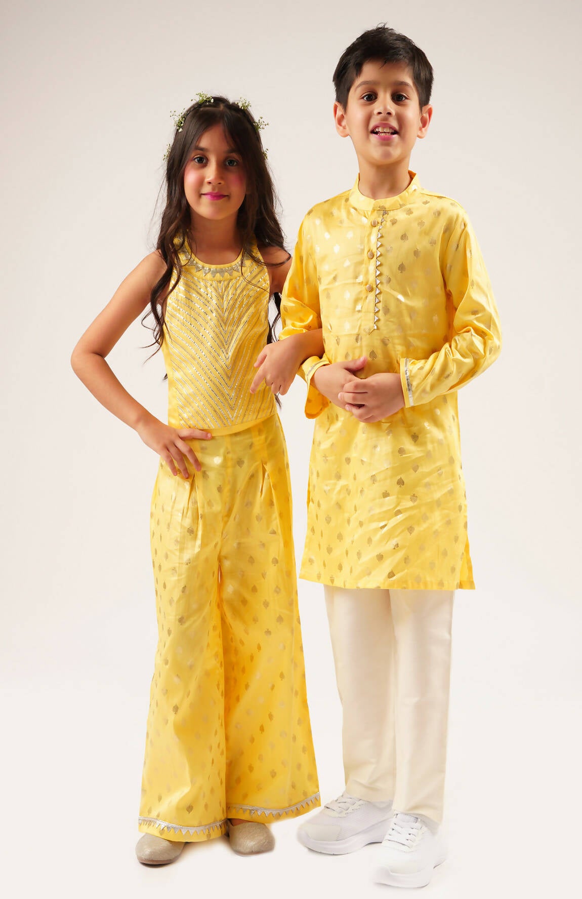 Lil Drama Mehfil Yellow Co-Ordinate Set For Girls - Distacart