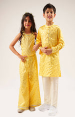 Thumbnail for Lil Drama Mehfil Yellow Co-Ordinate Set For Girls - Distacart