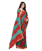 Thumbnail for Vamika Red Georgette Printed With Lace Saree (MANYA RED RAMA) - Distacart