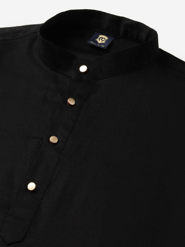 Manyavar Men Black Solid Kurta with Pyjamas - Distacart