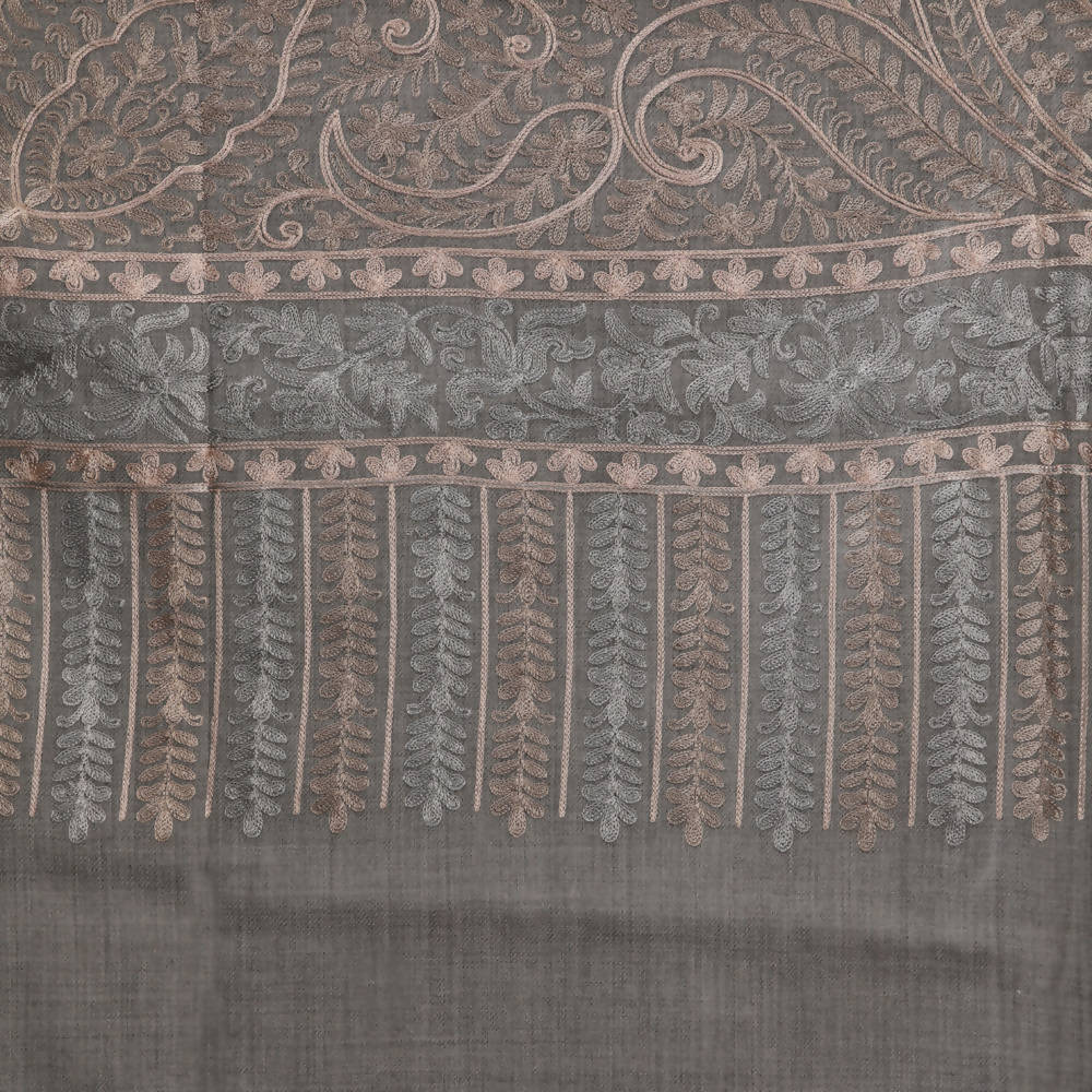 Nizalia Cashmere Fine Wool Grey Nulki Design Shawl