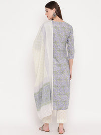 Thumbnail for NOZ2TOZ Women's Purple Printed Kurta With Palazzo & Dupatta Set (Set of 3) - Distacart