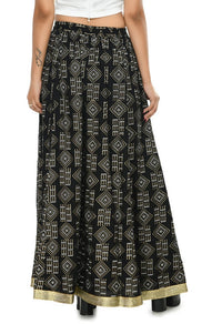 Thumbnail for Mominos Fashion Moeza Cotton Black Printed Lehenga (Lancha)