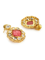 Thumbnail for Pink Gold-Plated Contemporary Drop Earrings - Ruby Raang - Distacart