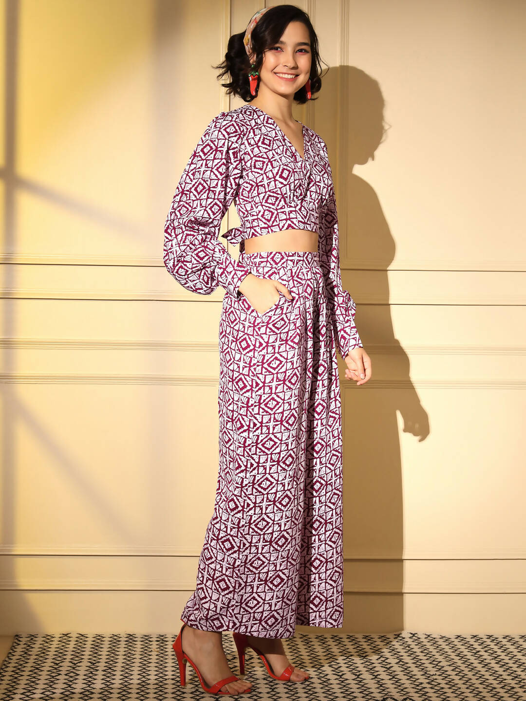Pink Crepe Digital Printed Top With Matching Trouser - Shivani - Distacart