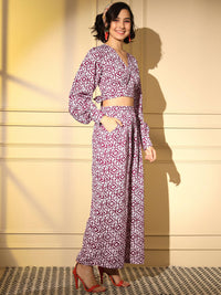 Thumbnail for Pink Crepe Digital Printed Top With Matching Trouser - Shivani - Distacart