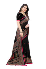 Thumbnail for Vamika Black Jute Silk Mirror Work Saree