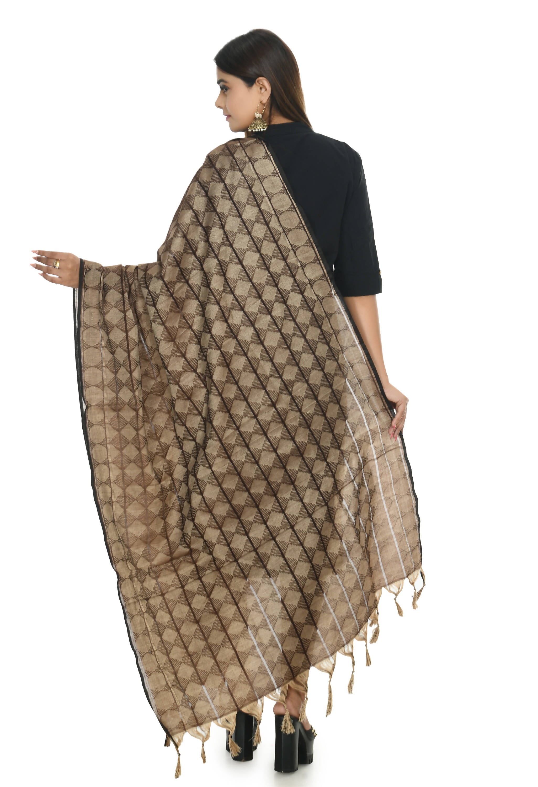 Mominos Fashion Moeza Handloom Cotton Coffee Color Dupatta - Distacart