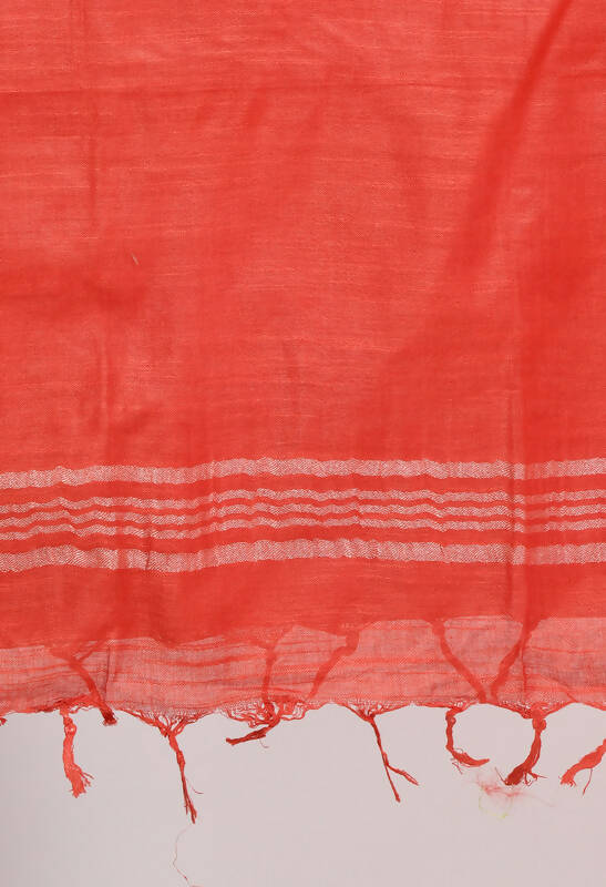 Mominos Fashion Moeza Women's Linen Cotton Silver Border Red Dupatta - Distacart