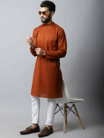 Thumbnail for Even Apparels Brown Color Pure Cotton Men's Kurta With Side Placket (SLD1137) - Distacart