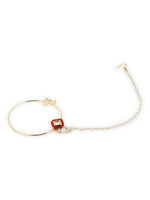 Thumbnail for White Red Gold-Plated Kundan-Studded Beaded Nosepin - Ruby Raang - Distacart