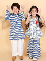 Thumbnail for Lil Drama Girls Top With Sharara Set - Blue - Distacart