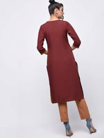 Thumbnail for Aniyah Crepe Color Block Straight Brown Kurta (AN-139K)