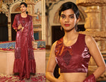Thumbnail for Maroon Tom Silk Plain Ready To Wear Saree With Stitched Blouse - Satiksha - Distacart