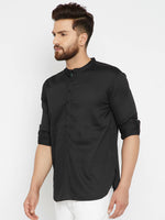 Thumbnail for Even Apparels Black Pure Cotton Men's Kurta With Band Collar - Distacart