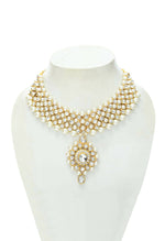 Thumbnail for Mominos Fashion Johar Kamal Gold-Plated Rani Haar with Off white Pearls Jewellery Set - Distacart