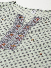 Thumbnail for Yufta Green and off-white yoke design Kurta with Palazzo with Dupatta Set
