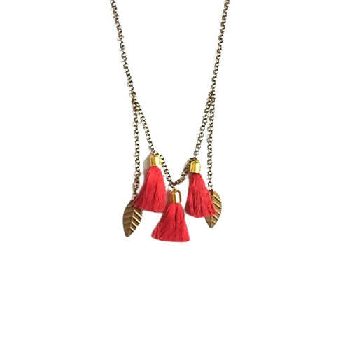 Tiaraa Pink Alloy Tassel Necklace With Leaf For Women - Distacart