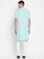 Thumbnail for Even Apparels Green Pure Cotton Men's H/S Kurta With Band Collar - Distacart
