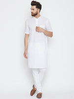 Thumbnail for Even Apparels White Color Pure Cotton Men's Kurta With Band Collar - Distacart