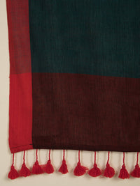 Thumbnail for Suta Green Red Colourblocked Pure Cotton Saree - Distacart