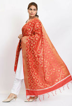 Thumbnail for Mominos Fashion Moeza Women's Banarsi Silk All Over Woven Design Red Dupatta - Distacart