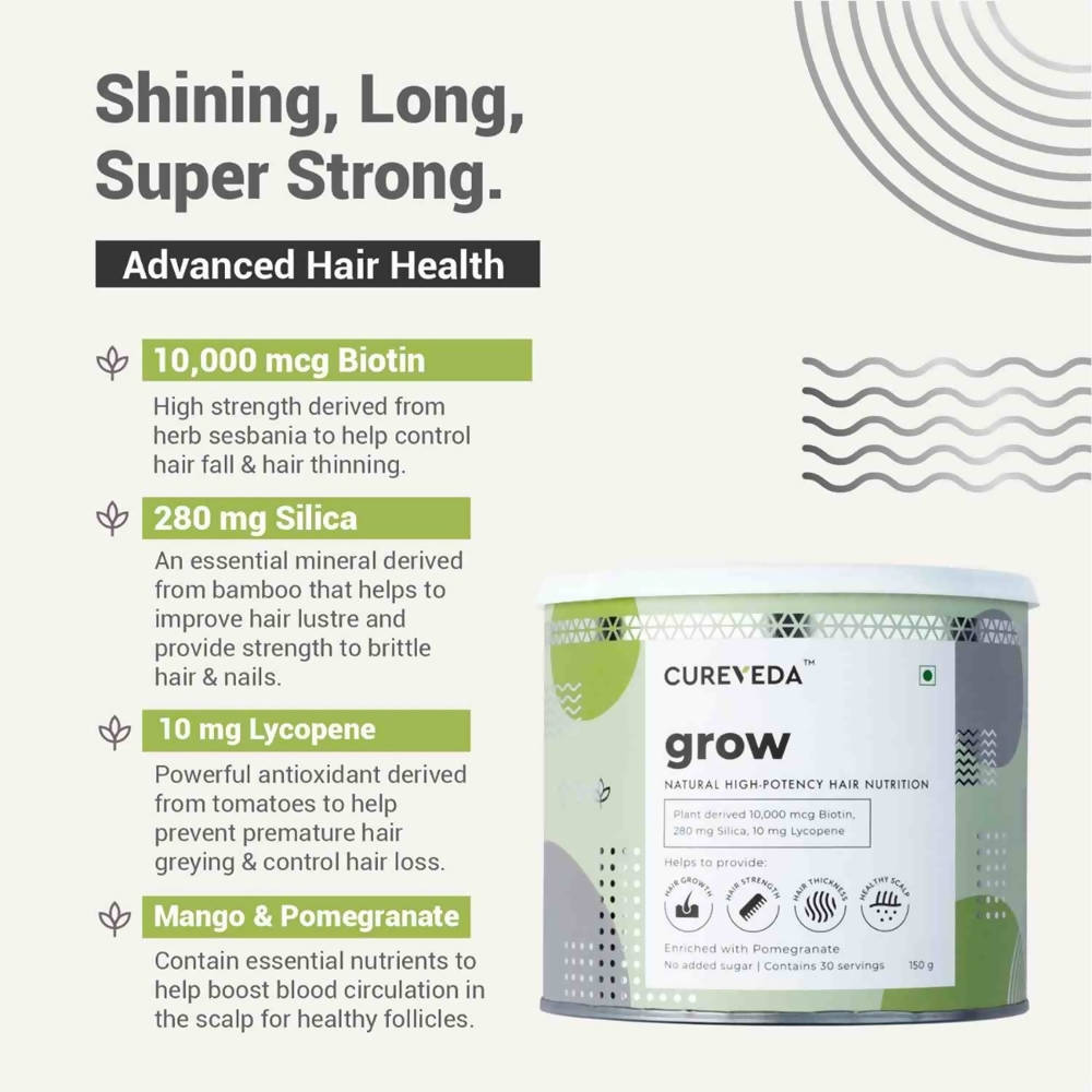 Cureveda Grow Plant Biotin Advanced Hair Nutrition - Distacart
