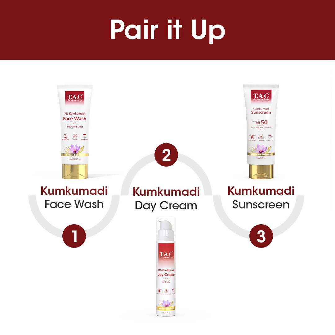 TAC - The Ayurveda Co. Kumkumadi Day Cream for Glowing Skin with SPF 20 - Distacart
